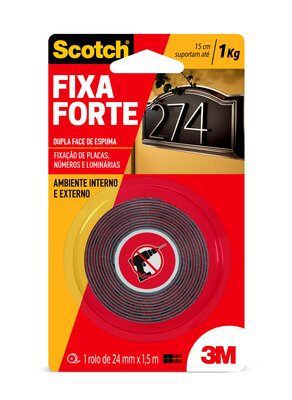Fita Fixa Forte Dupla-Face 24x1,5m Externo Ref. 4411 - 3M