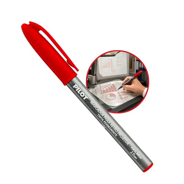 Caneta Marcador para Retro Projetor Vermelho 2.0mm - Pilot