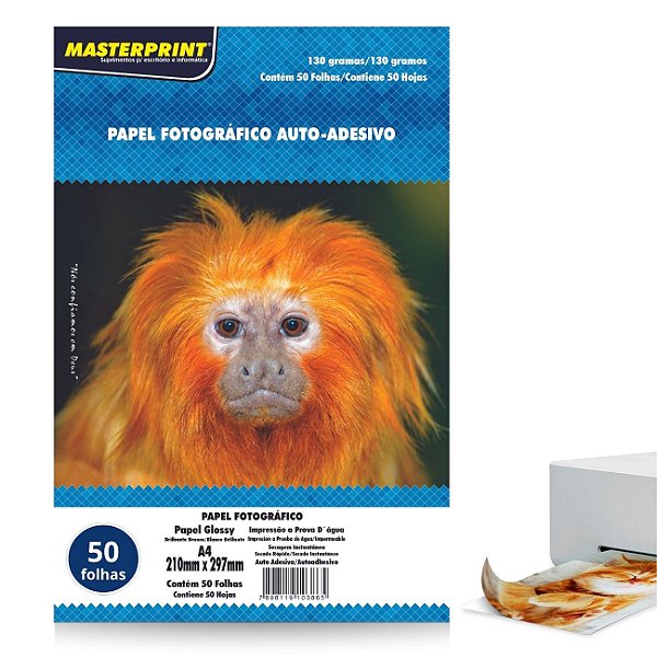 Papel Foto Adesivo Glossy Paper A4 130g Pct/50fls - Masterprint