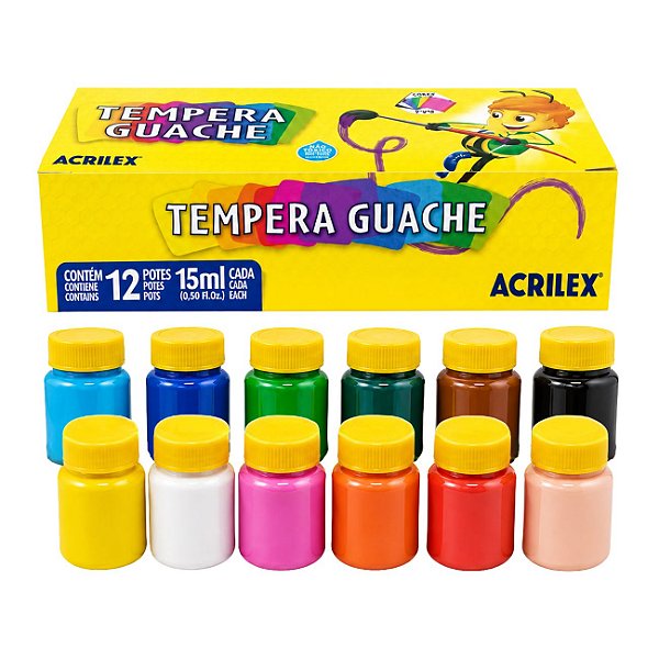 Tinta Guache 12 Cores 15ml Abelhinhas - Acrilex