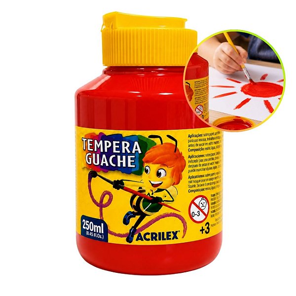 Tinta Tempera Guache 250ml Vermelho Fogo - Acrilex