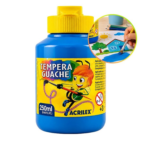 Tinta Tempera Guache 250ml Azul Turquesa - Acrilex