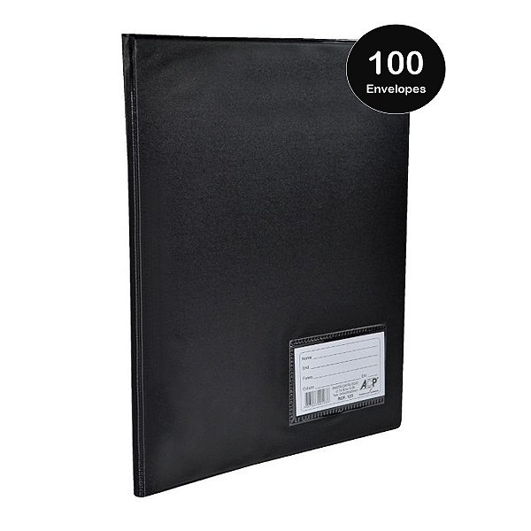 Pasta Catálogo Ofício 100 Envelopes 0.06 Fino com 4 Colchetes e Visor ACP