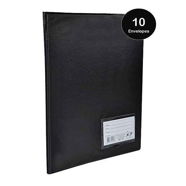 Pasta Catálogo Ofício 10 Envelopes 0.06 Fino com 4 Colchetes e Visor ACP