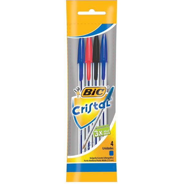 Caneta Esferográfica BIC Cristal 1,0mm Pct c/ 4un – BIC
