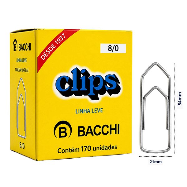 Clips Galvanizado Bacchi 8/0 Linha Leve 170 Unidades Aço Resistente