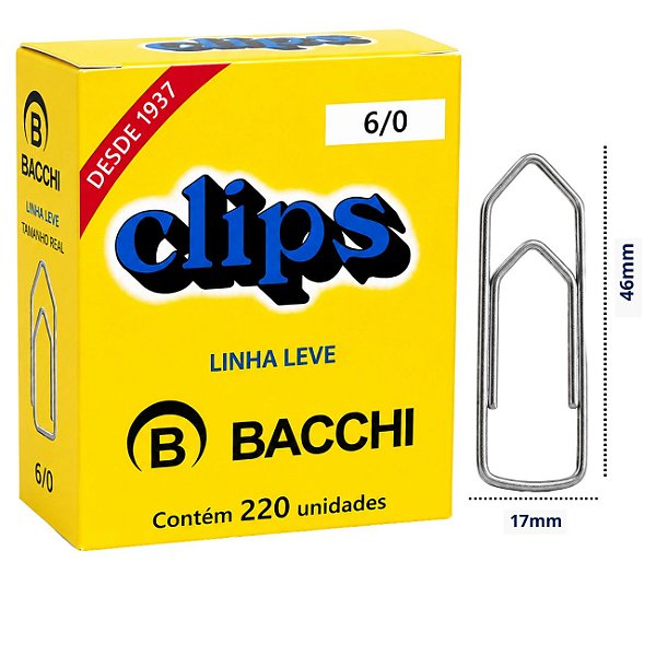 Clips Galvanizado Bacchi 6/0 Linha Leve 220 Unidades Aço Resistente