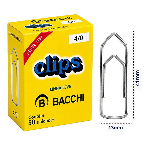 Clips Galvanizado Bacchi 4/0 Linha Leve 50 Unidades Aço Resistente