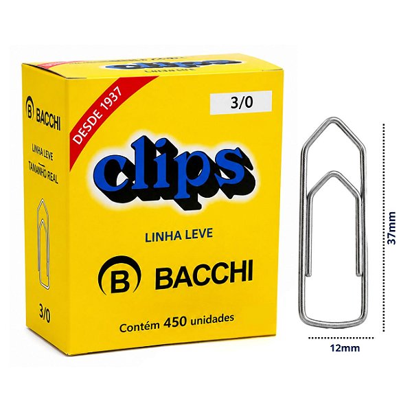 Clips Galvanizado Bacchi 3/0 Linha Leve 450 Unidades Aço Resistente