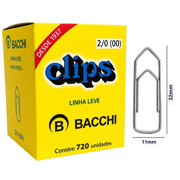 Clips Galvanizado Bacchi 2/0 Linha Leve 720 Unidades Aço Resistente