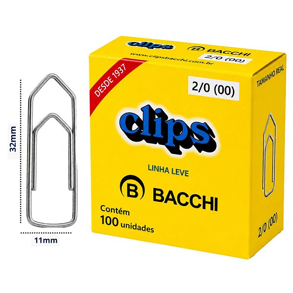 Clips Galvanizado Bacchi 2/0 Linha Leve 100 Unidades Aço Resistente