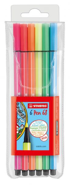 Caneta Hidro Stabilo Pen 68/06 1,0mm c/ 6un Neon – Stabilo