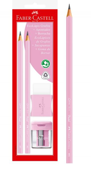 Lápis Preto N°02 Kit Rosa Pastel c/ 4 itens – Faber Castell