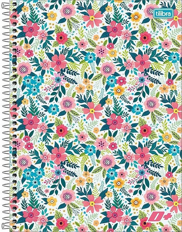 Caderno Espiral 10 Matérias CD D+ Flores - Tilibra Mais