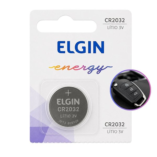 Bateria CR2032 3V Lítio Elgin Alta Durabilidade Para Relógios, Controles e Eletrônicos