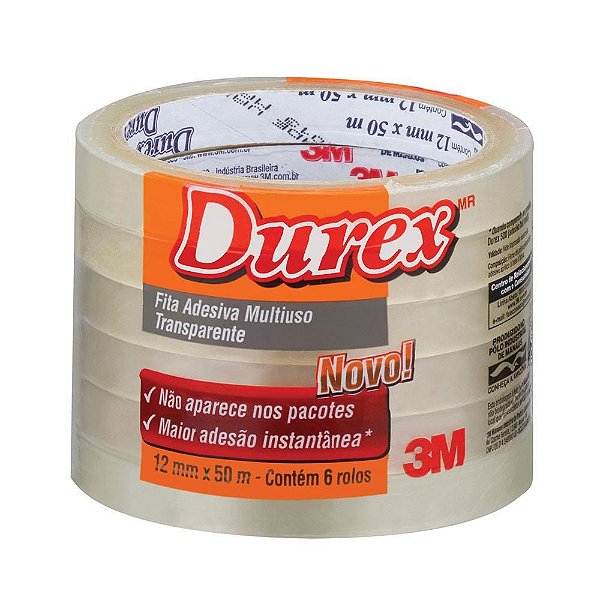 Fita Adesiva Durex 12mm x 50m Pct/6 - 3M