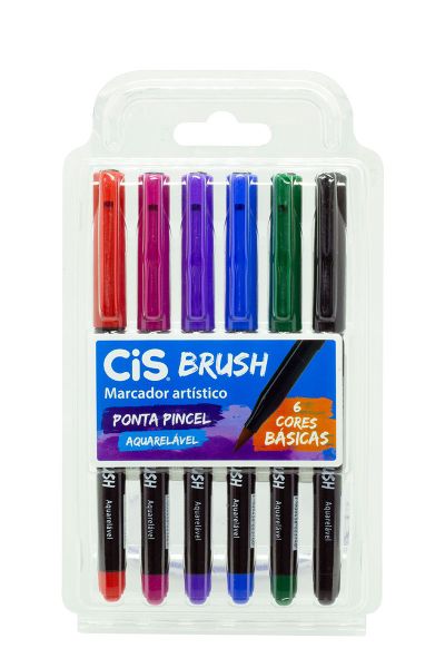 Caneta Lettering Brush Pen C/6 Cores Básicas Aquarelável – Cis