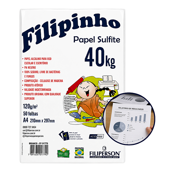 Papel Sulfite A4 120g Filipinho 50 Folhas Filiperson