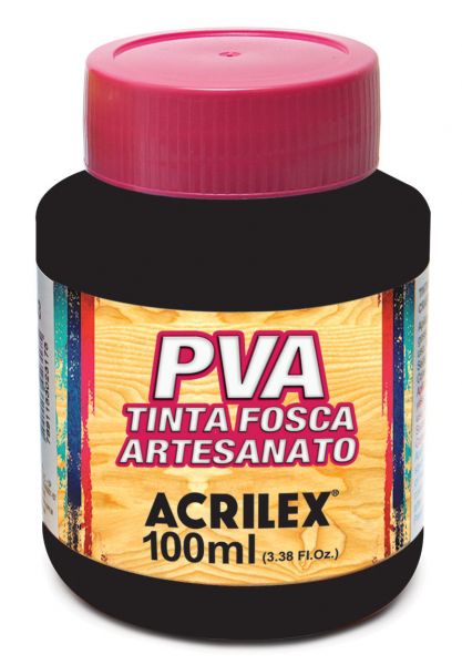 Tinta Fosca p/ Artes PVA 100ml Preto - Acrilex