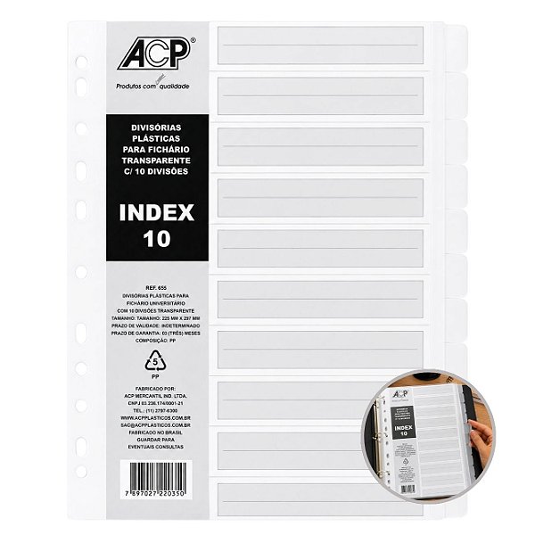 Divisórias Plásticas 10DIV PP Transparente - ACP