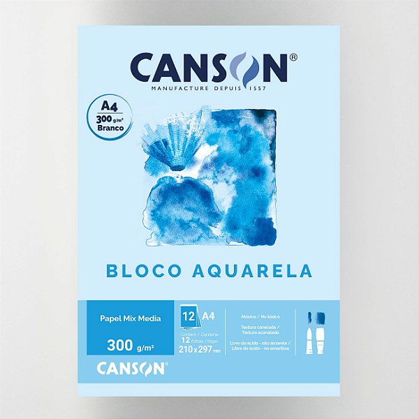 Bloco Aquarela Linha Técnica 300g A4 12 Folhas Canson