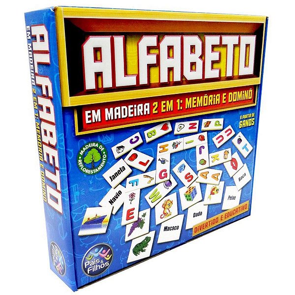Brinq. Jogo de Memória e Dominó Madeira 31pcs - Pais e Filhos