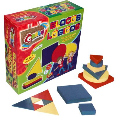 Brinquedo Blocos Lógicos Madeira 48pcs - Carlu
