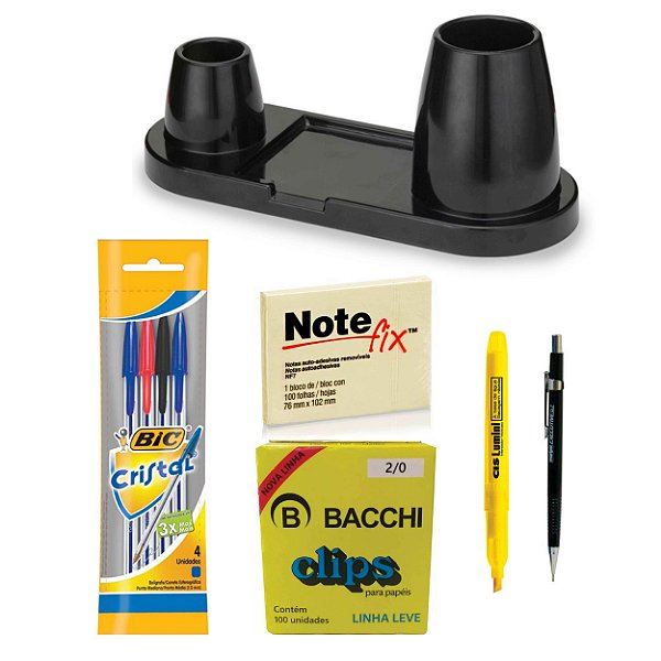 Kit Organizador de Escritório Mesa Completo c/ 6 itens - Kento