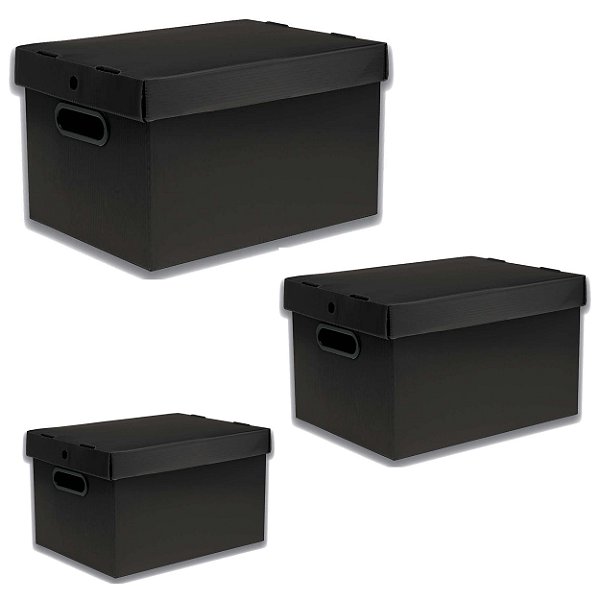 Kit 3 Caixas Organizadora Prontobox Preta P M G - Kento
