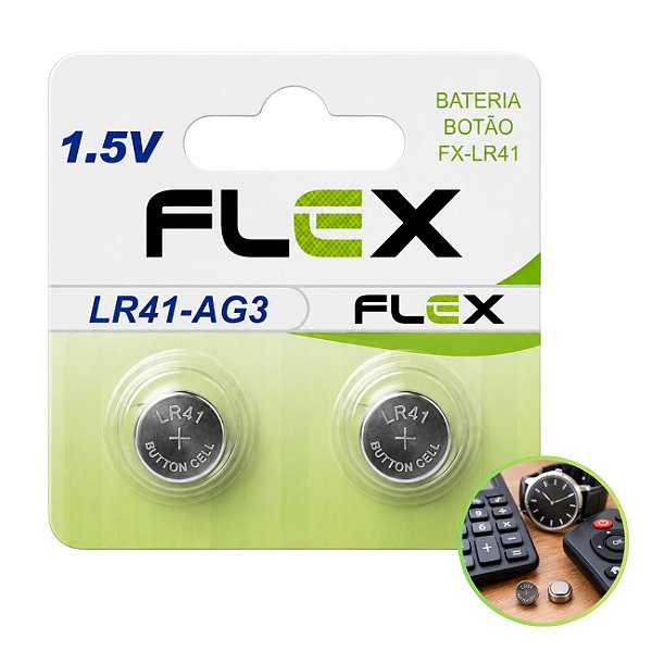 Bateria Botão LR41 1,5V Flex Cartela com 2 Unidades Alta Precisão e Confiabilidade