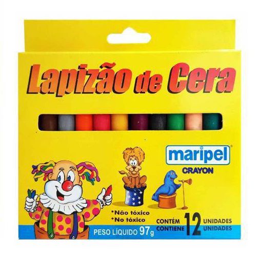 Giz de Cera Grosso (Lapizão) 12 Cores - Maripel