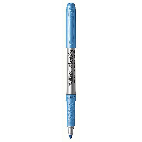 Caneta Marcador Permanente Metálica Azul Marking BIC