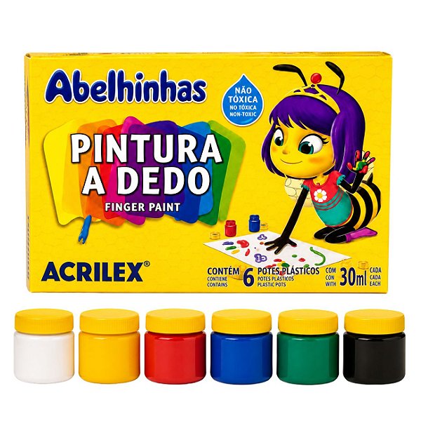 Pintura a Dedo 6 Cores 30ml Abelhinhas - Acrilex