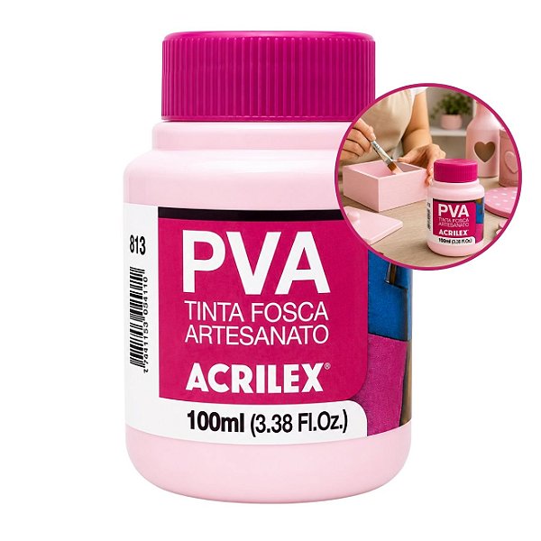 Tinta Fosca p/ Artes PVA 100ml Rosa Bebê - Acrilex