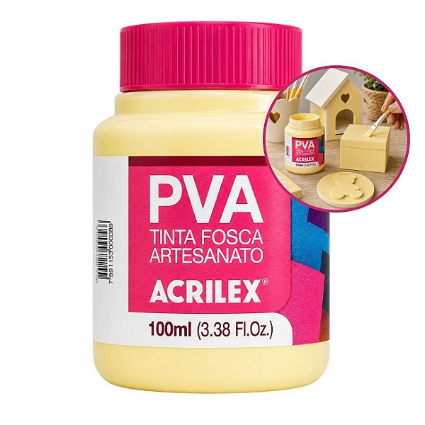 Tinta Fosca p/ Artes PVA 100ml Amarelo Bebê - Acrilex