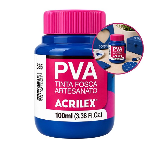 Tinta Fosca p/ Artes PVA 100ml Azul Mar - Acrilex