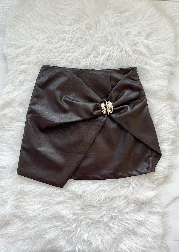 Saia de Couro Marrom