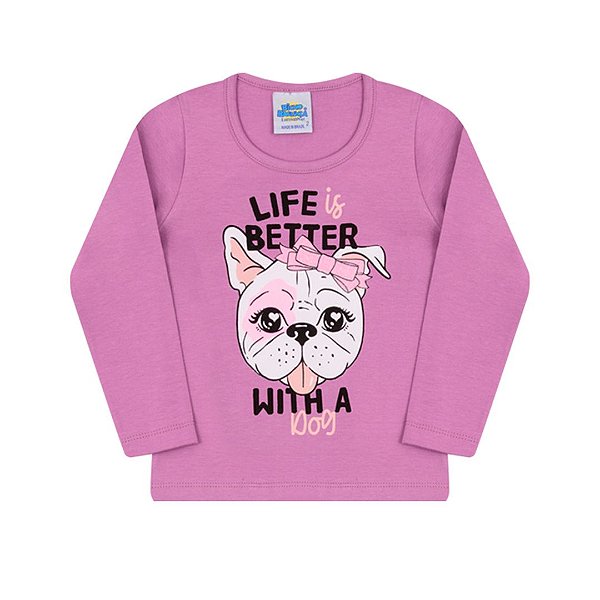 Blusa cor uva em cotton estampada com detalhes em glitter