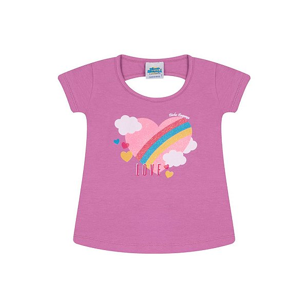 Blusa em cotton cor uva com glitter na estampa