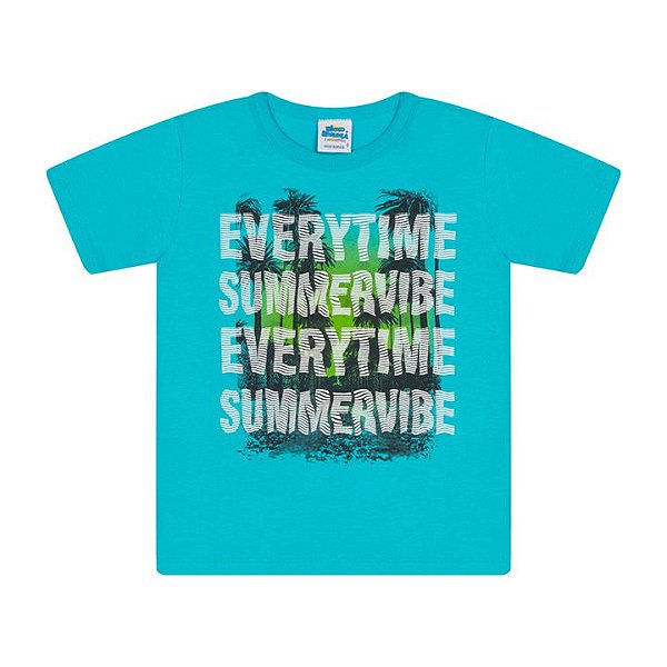 Camisa em meia malha cor azul piscina com puff