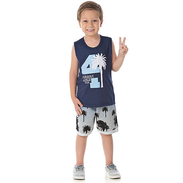 Conjunto meia malha e moletinho cor marinho e azul com estampa