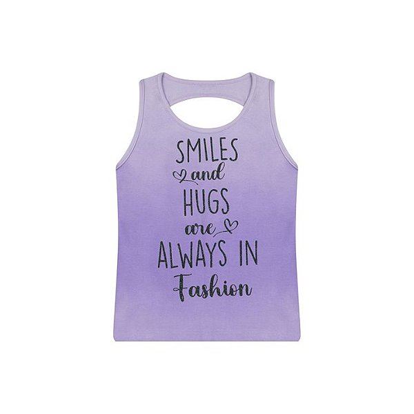 Regata em cotton cor lavanda com glitter na estampa