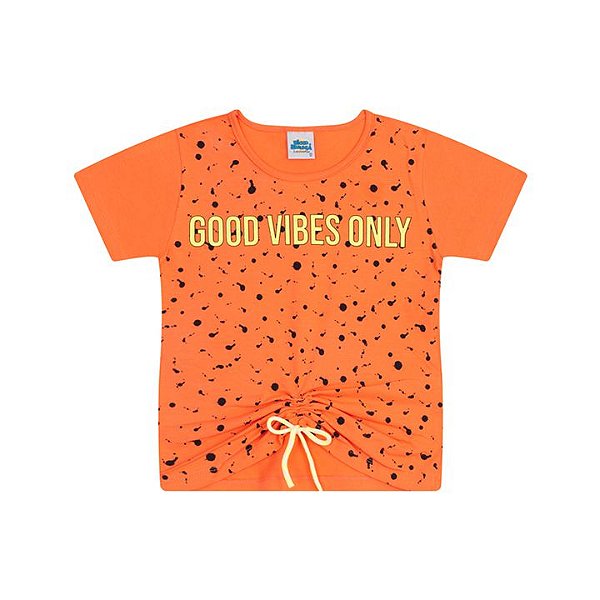 Blusa em cotton cor tangerine com cordão decorativo