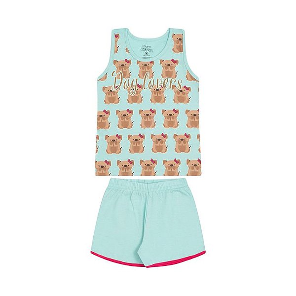 Pijama feminino em meia malha que brilha no escuro cor verde água