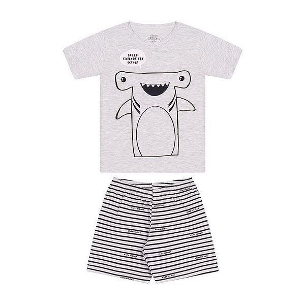 Pijama masculino meia malha brilha no escuro cor mescla banana
