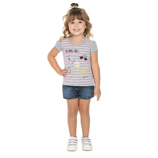 Blusa feminina em meia malha com estampa de fundo do mar