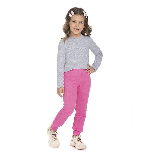 Calça básica feminina de moletom com punho