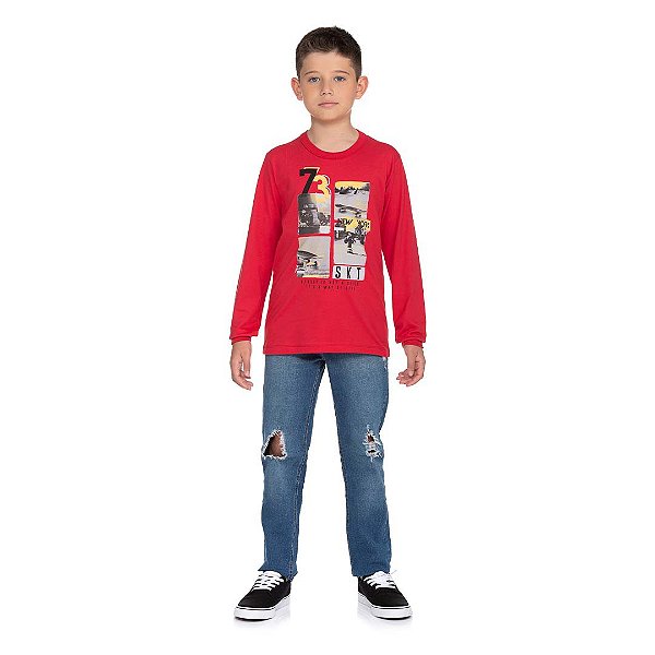 Camisa masculina manga comprida com estampa de skate