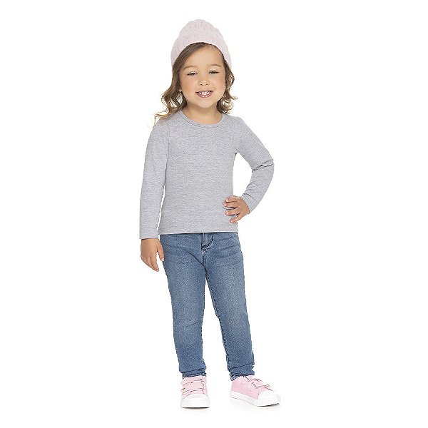 Blusa feminina manga comprida, sem estampa, em cotton