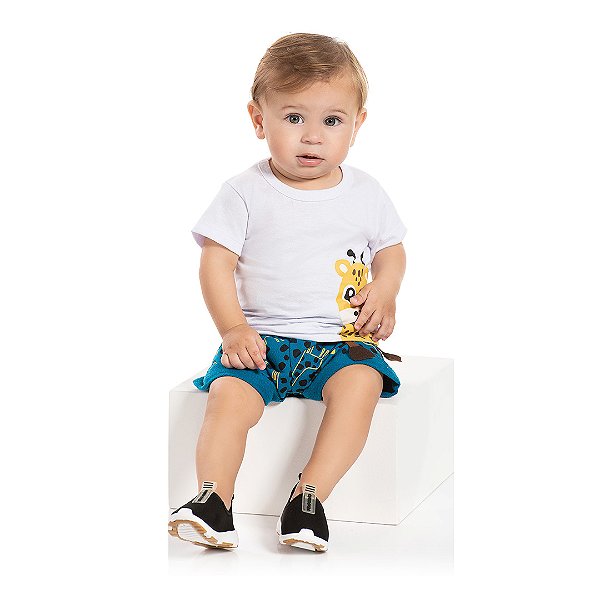 Conjunto masculino girafa fun em meia malha e moletinho